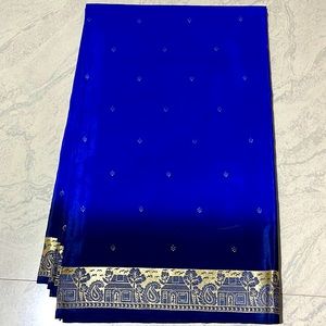 Saree, Color: Dark blue with navy blue gradient combination with golden border